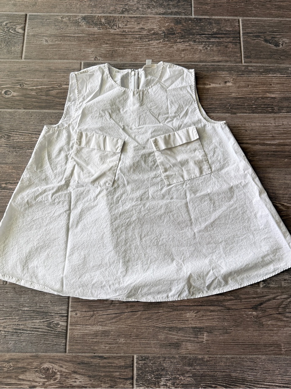 COS Minimalist White Sleeveless Blouse A-line Silhouette with Front Pockets